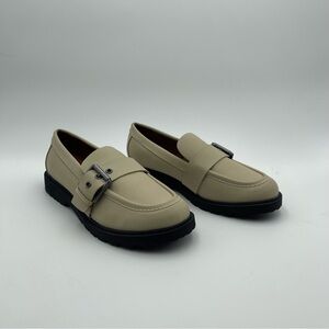Zodiac Beige Loafers with Black Sole and Buckle